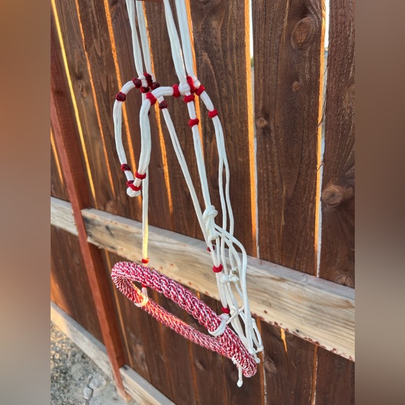 Horse Bosal, Red & White - Picture 3 of 4
